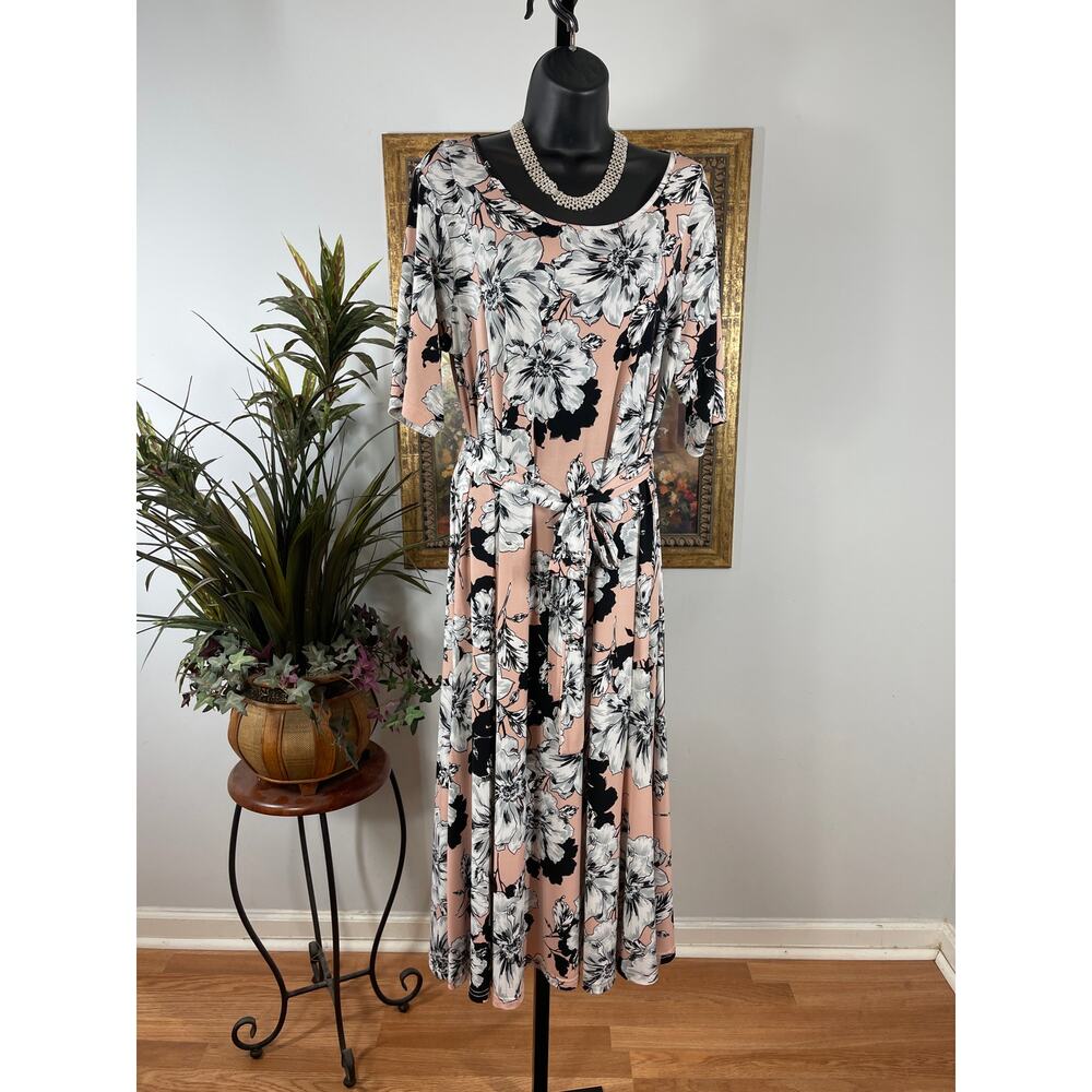 Nina Leonard Sheath Dress Women's 1X Multi Floral Cottagecore Romantic Boho